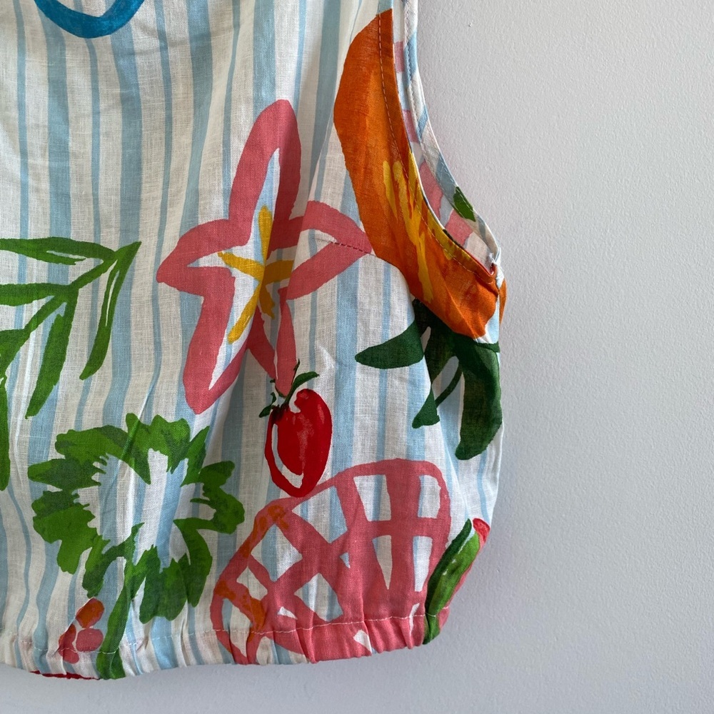 Calypso St. Barth Multicolor Striped Tropical Linen Blend Blouse Size Large New - Picture 4 of 8